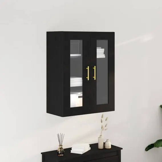 Szafka ścienna z przeszklonymi drzwiami Czarny Dąb 69,5x34x90 cm Lumarko! - Hurtownia wielobranżowa Lumarko Wyjątkowa oferta